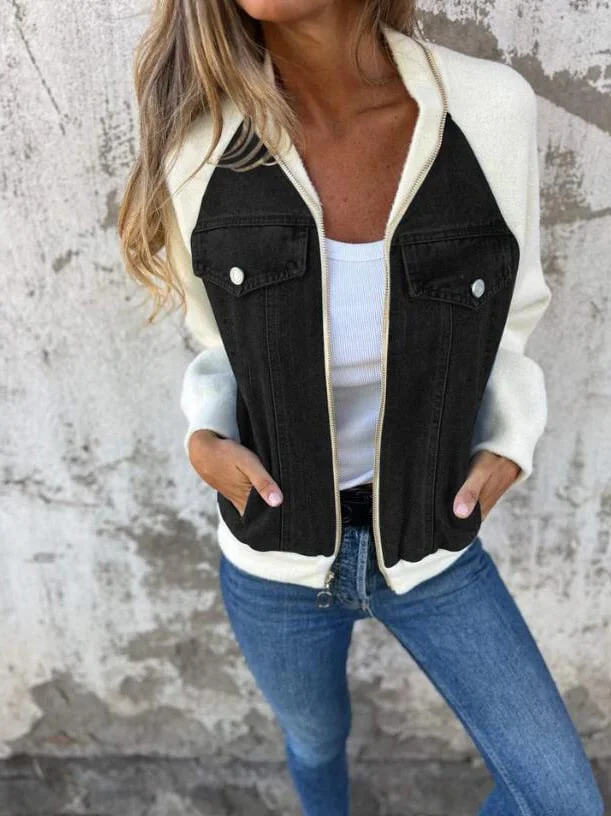 Women Winter Casual V-neck Zipper Jacket