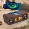 Wireless Charging Wooden Retro Alarm Clock Bluetooth Speaker Wireless Charging 10W Mobile Phone Computer Audio
