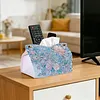 (24cm)Ice Blue Floral Butterfly 24cm DIY Diamond Painting Rhinestones Decorative Tissue Box Reusable Crystal Mosaic PU Tissue Holder for Home Car Desk Decoration Craft