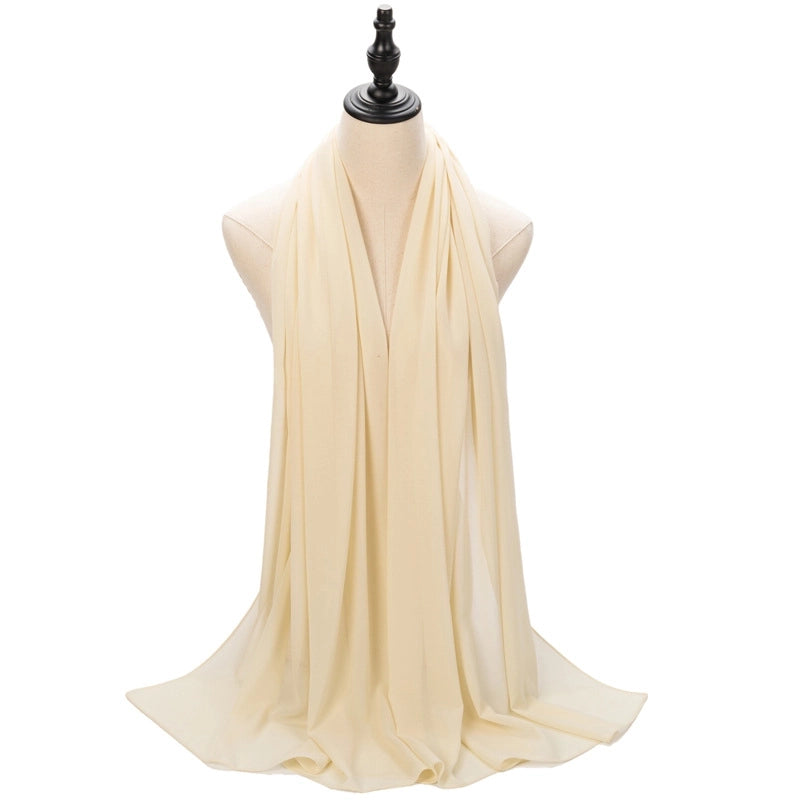 Hot Pearl Chiffon Yarn Muslim Women Hijab Silk Scarf Hui Turban Plain Long Scarf