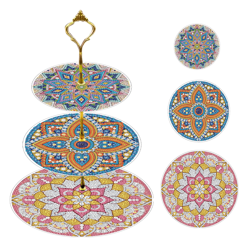 3 Tier Flower Diamond Painting Serving Tray Storage Rack for Adults Beginners