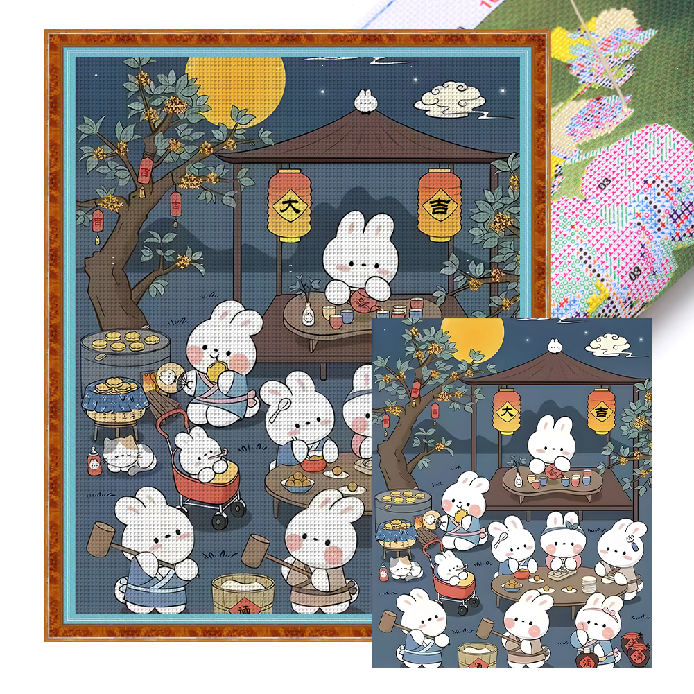 Good Luck Rabbit Full 11CT Pre-stamped Canvas(50*60cm) Silk Cross Stitch