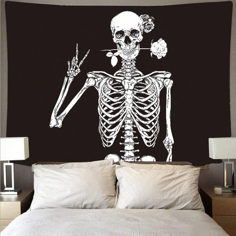Skull King Moon Tapestry Mandala Carpet Hippie Divination Witchcraft Wall Hanging Blanket