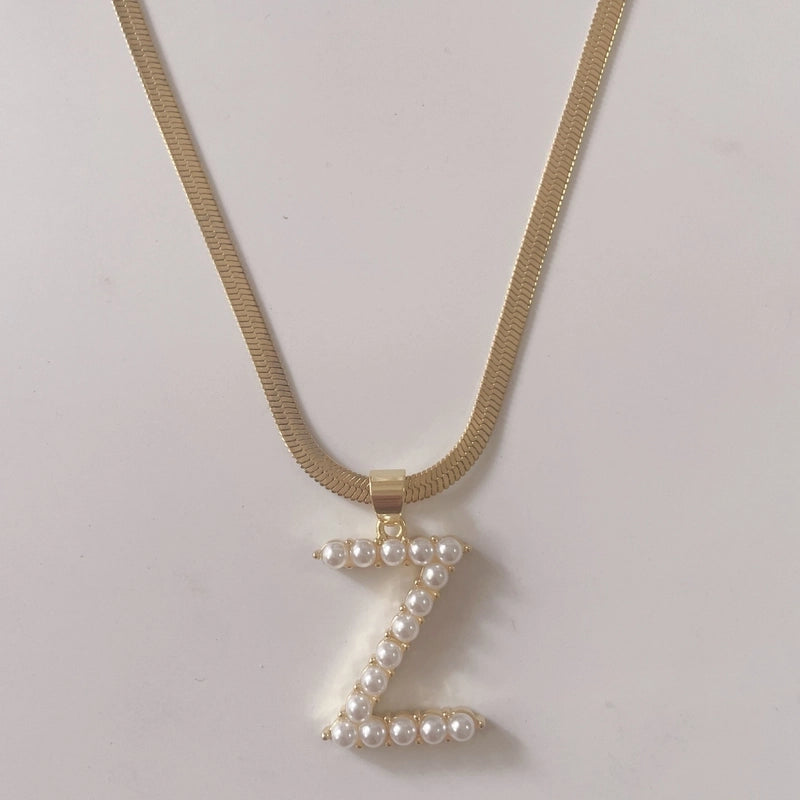 Elegant Luxurious Classic Style Letter Copper 14k Gold Plated Artificial Pearls Pendant Necklace In Bulk