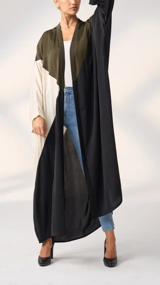 Cotton And Linen Stitching Cardigan Abaya-inspireuse