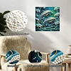 DIY Pearl Painting Dolphin for Home Decor with Frame(25x25cm)