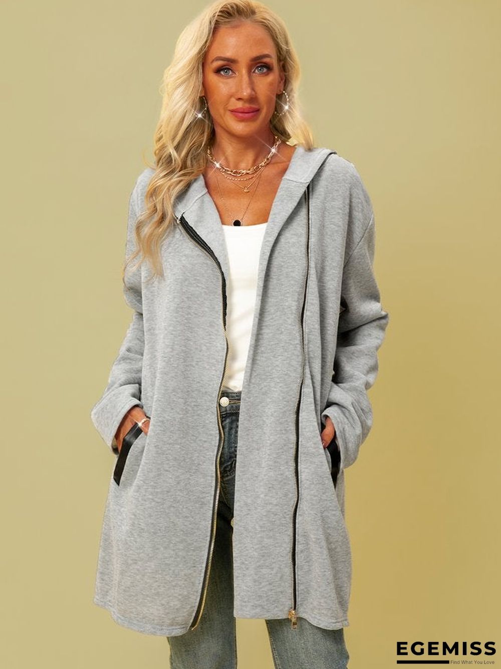 Elegant Plain Long Sleeve Outerwear | EGEMISS