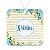 Personalized Air Fresheners | Set of 2 | Custom Car Accessories | Blue & Gold Floral (Round)
