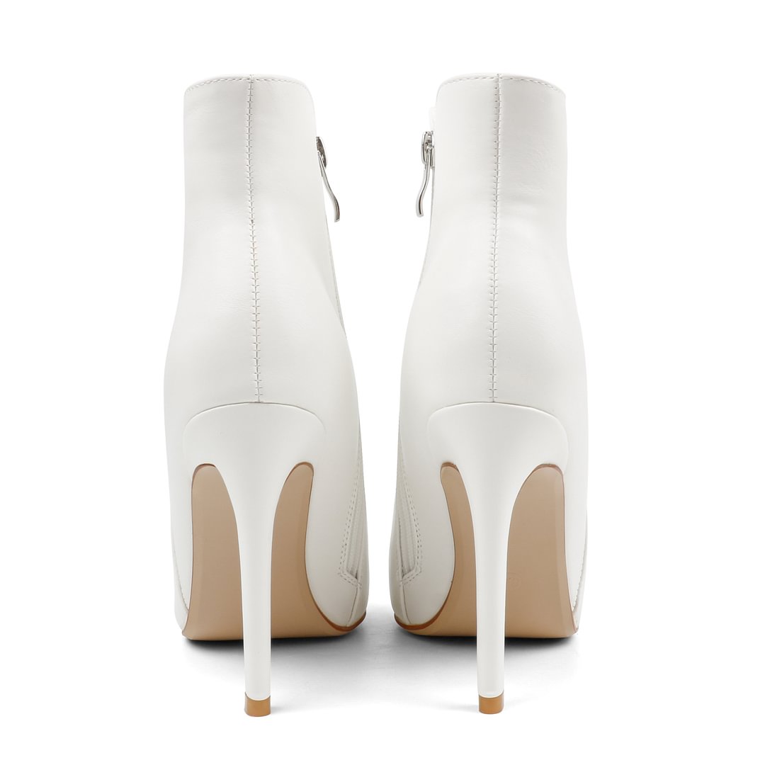 100mm Women's High Heels Pointed Toe Zipper Boots-MERUMOTE