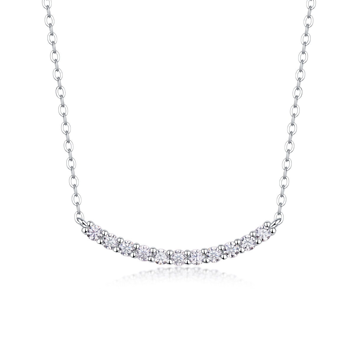 Moissanite Half Tennis Necklace 2.6mm White Gold
