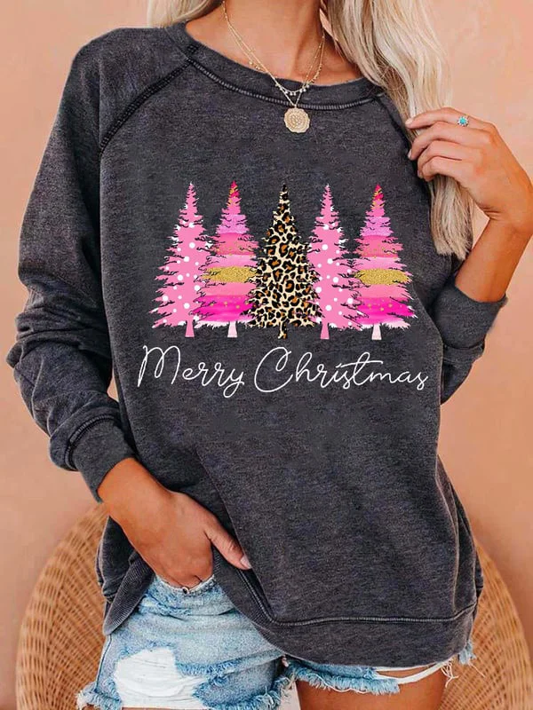Christmas Trees Print Sweatshirt
