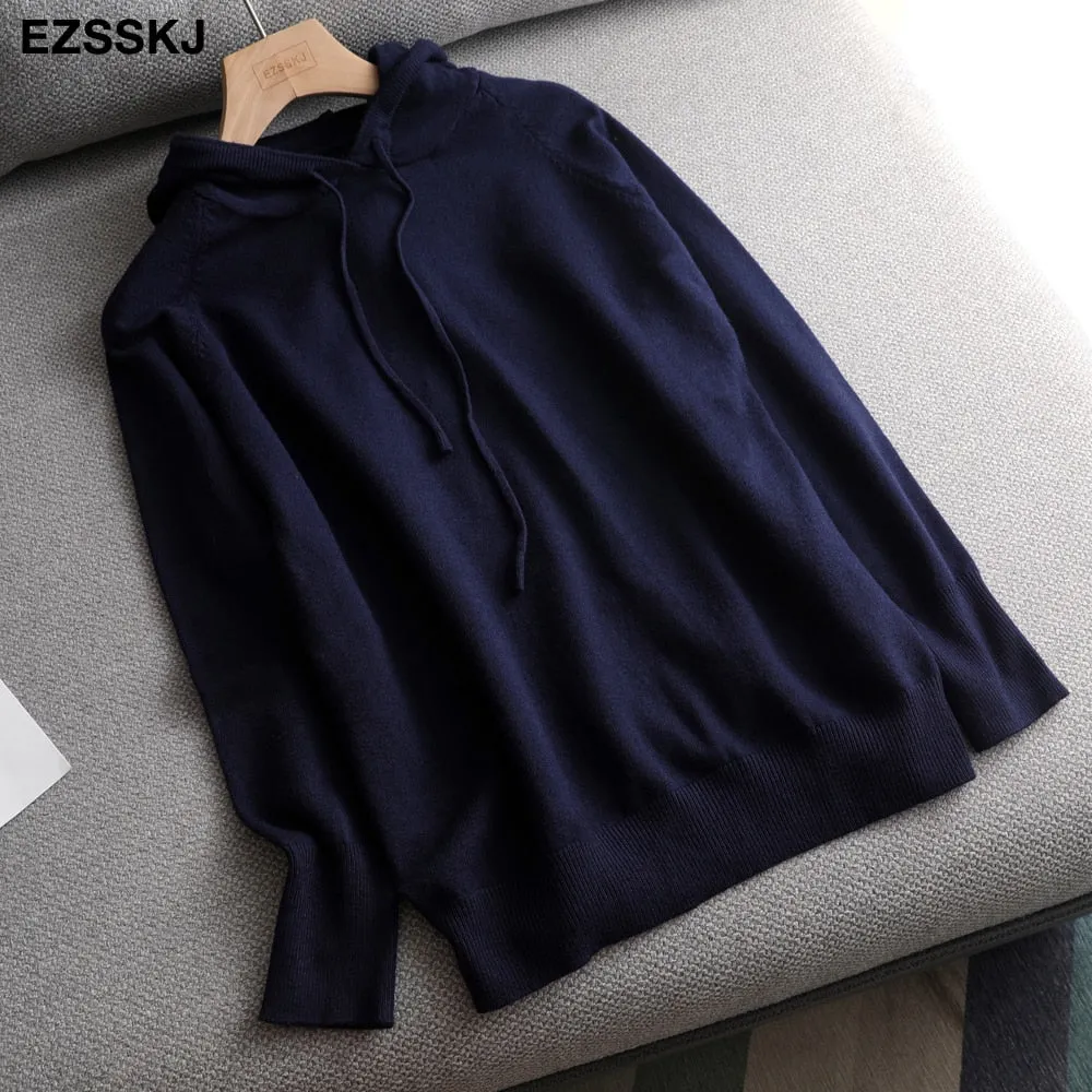 casual Autumn spring hooded sweater Pullovers Women female 2020 loose sweater knit Jumpers top