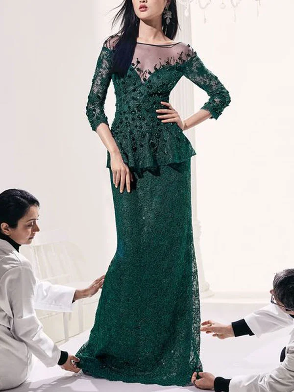 Lace Hollow Ruffle Party Women's Gown