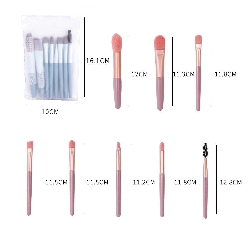 Minimalist Bionic Fiber Hair Plastic Handle Aluminum Tube Makeup Brushes 1 Set
