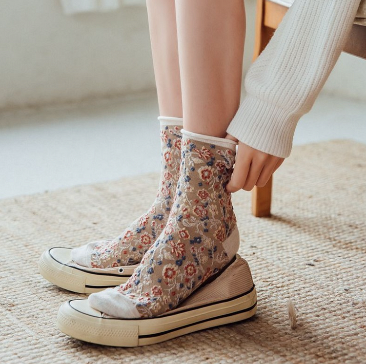 Fairy Tales Aesthetic Cottagecore Fashion Floral Vintage Socks QueenFunky