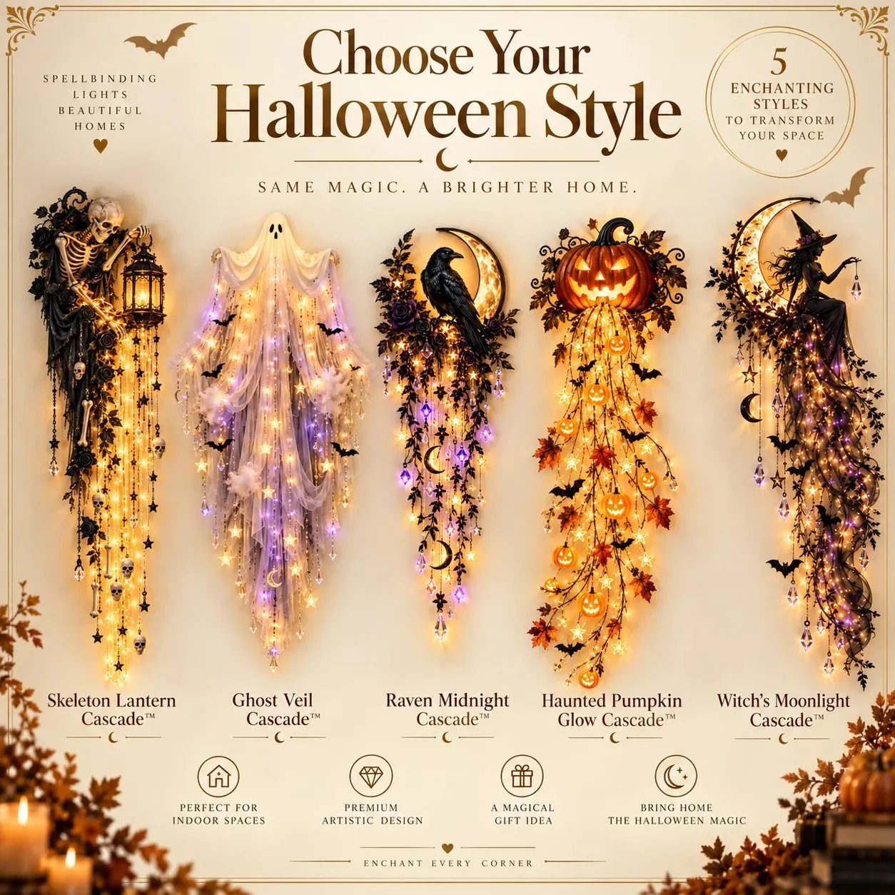 Elegant Halloween Cascade Wall Light Collection