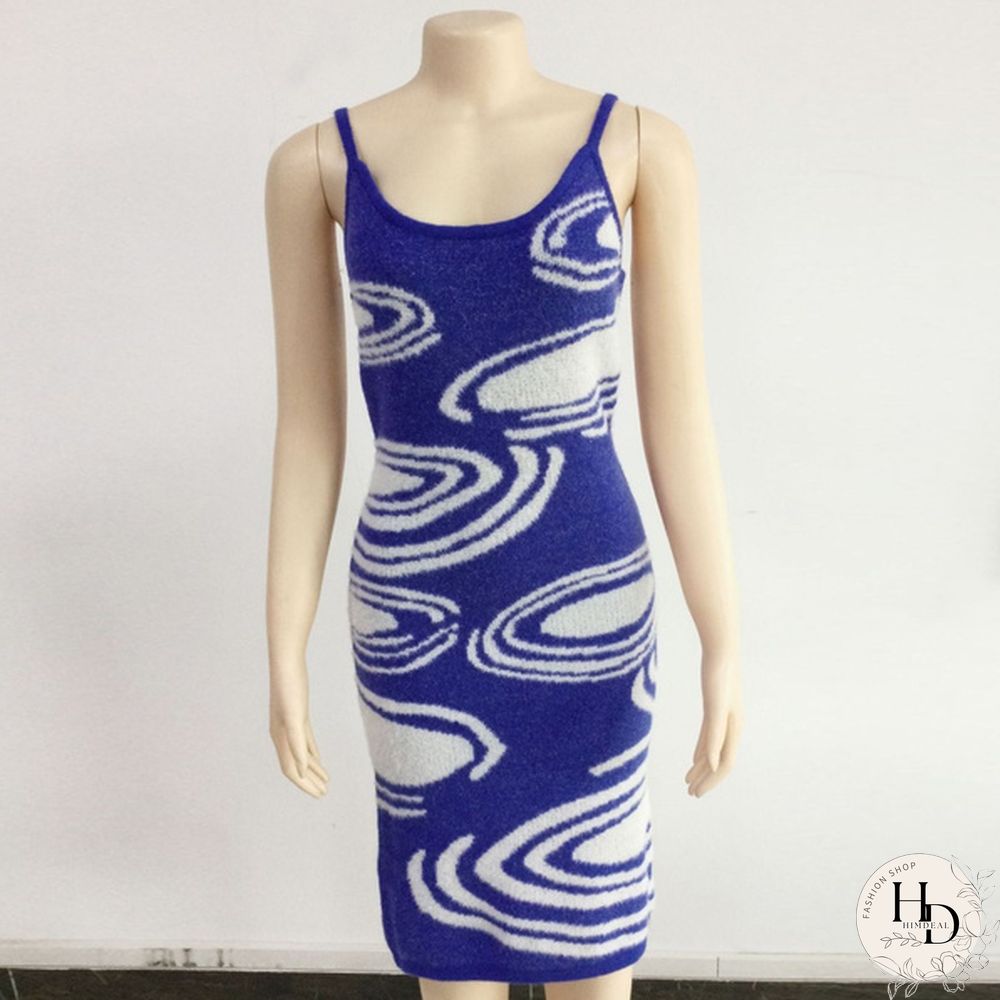 Dress Women Summer Sleeveless Strap Dress Female Print Sundress