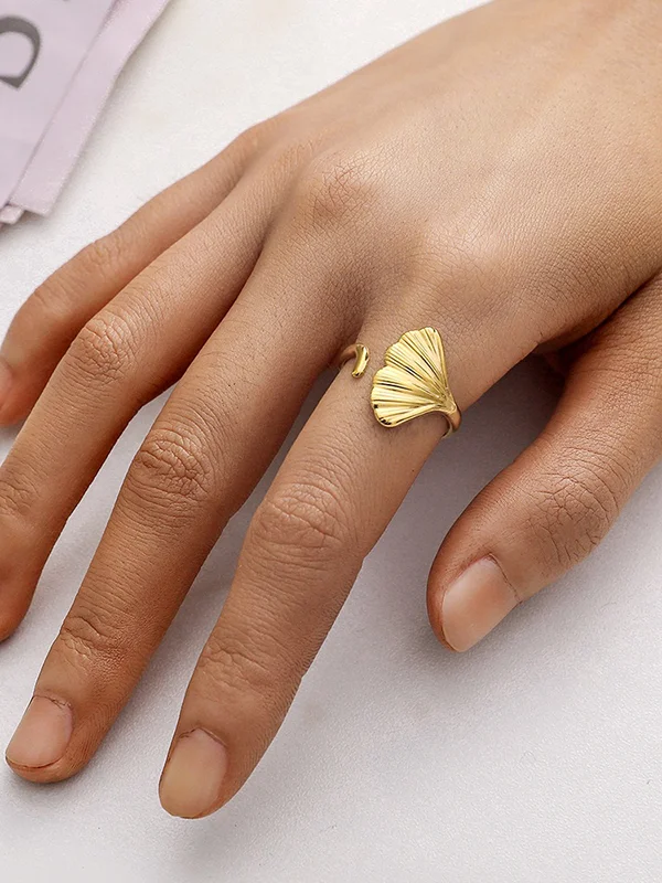 Original Minimalist Casual Pure Color Leaf Shape Ring