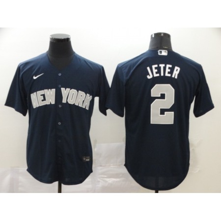 Men's New York Yankees #2 Derek Jeter Navy Cool Base Stitched Jersey O4L6