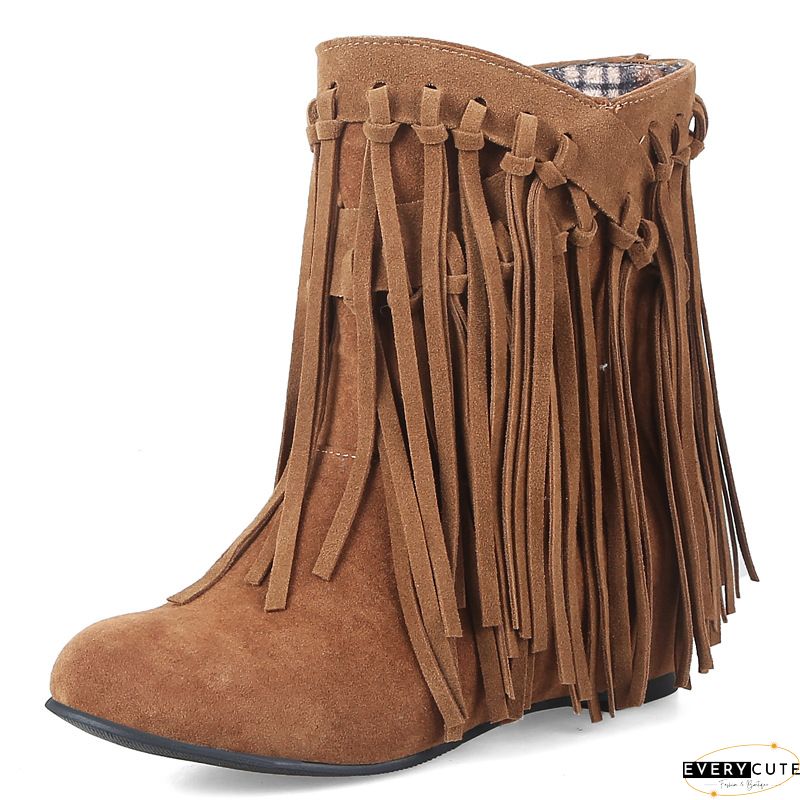 Tassel Wedge Heel Zipper Shoes