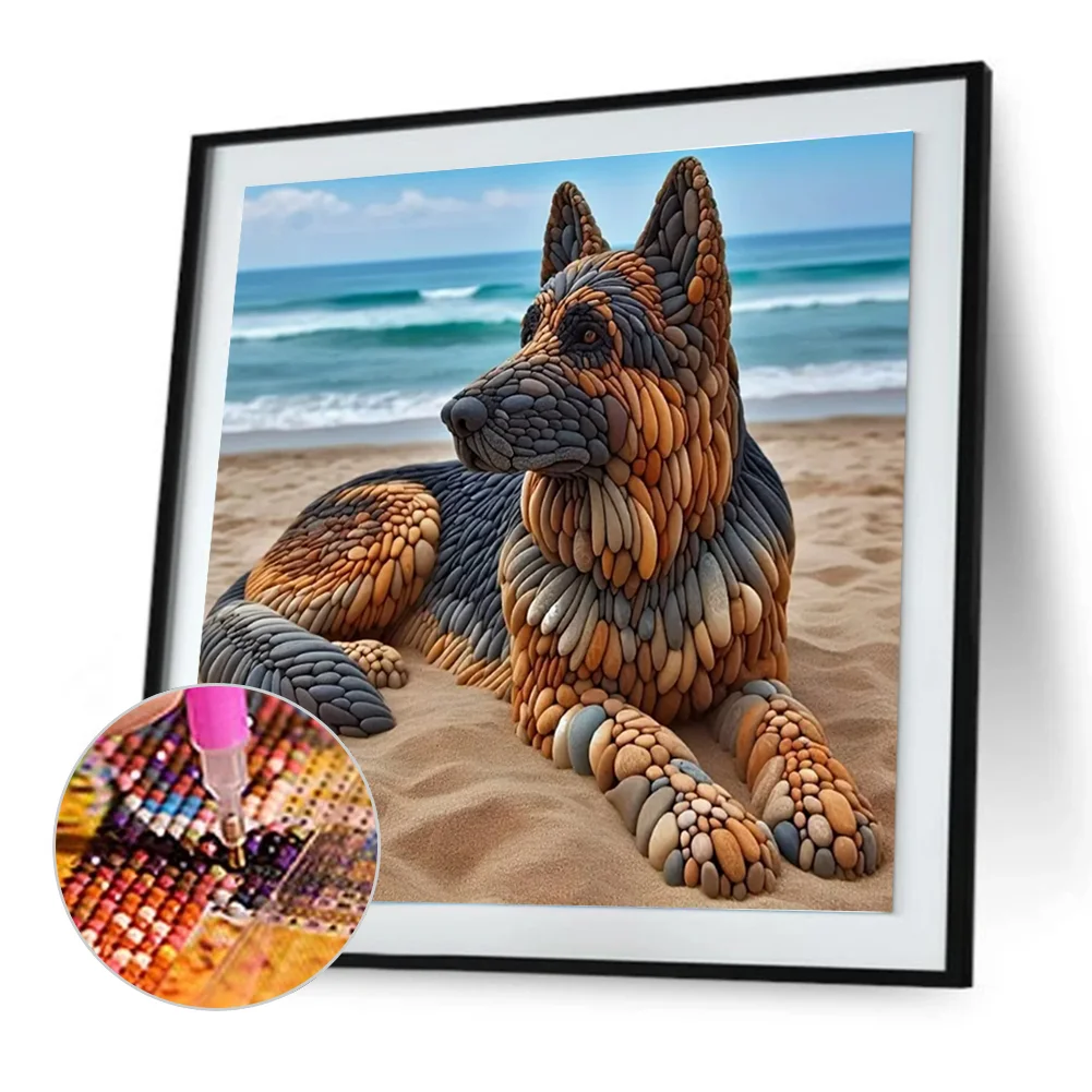 Diamond Painting - Full Round Drill - Stone Art Dog(Canvas|30*30cm)