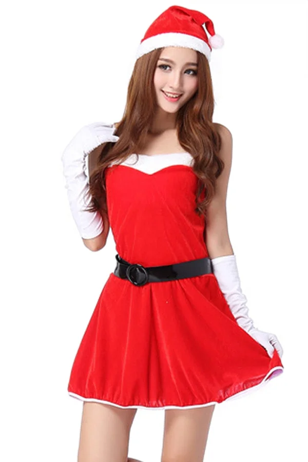 Women Strapless Santa Costume-elleschic