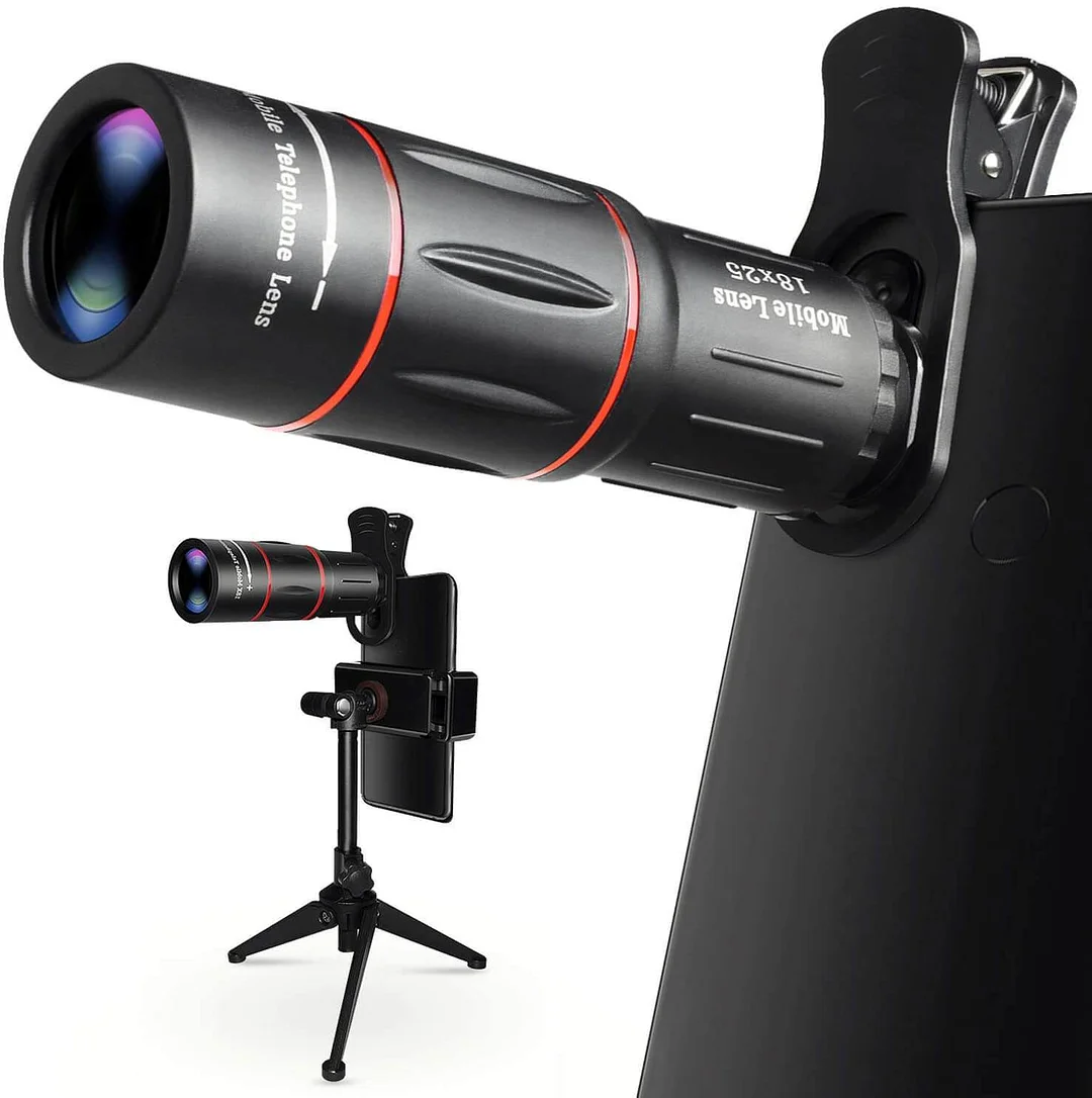 Cell Phone Camera Lens, 18X Zoom Telephoto Lens with Tripod for iPhone, Samsung, Android, Monocular Telescope