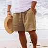 Men's Casual Cotton Linen Breathable Beach Shorts by Inlyline