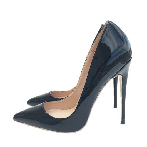 VCshoes Shoes Woman High Heels Pumps 12cm Tacones Pointed Toe Stilettos Talon Femme Ladies Wedding Shoes Black QKOU004