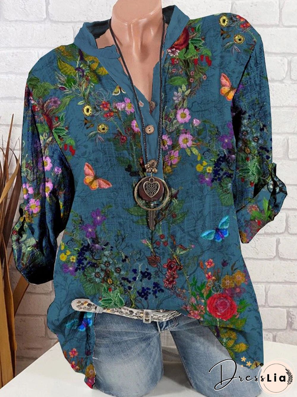 Floral Holiday Stand Collar Tops