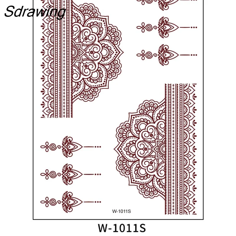 Sdrawing Henna Lace Temporary Tattoo Sticker Butterfly Mehndi Flower Fake Tattoo for Women Feather Flora Sexy Henna Design Stickers