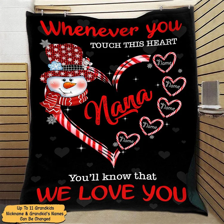 Custom Blanket Gift For Grandma - Personalized Gifts For Grandma - You'll Know That We Love You Candy Cane Snowman Blanket