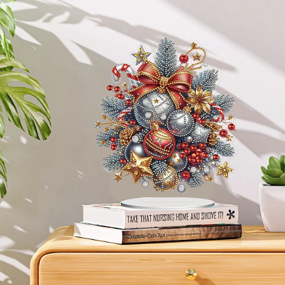 DIY Christmas Flower Acrylic Special Shaped Decor Desktop Diamond Art Kits for Home