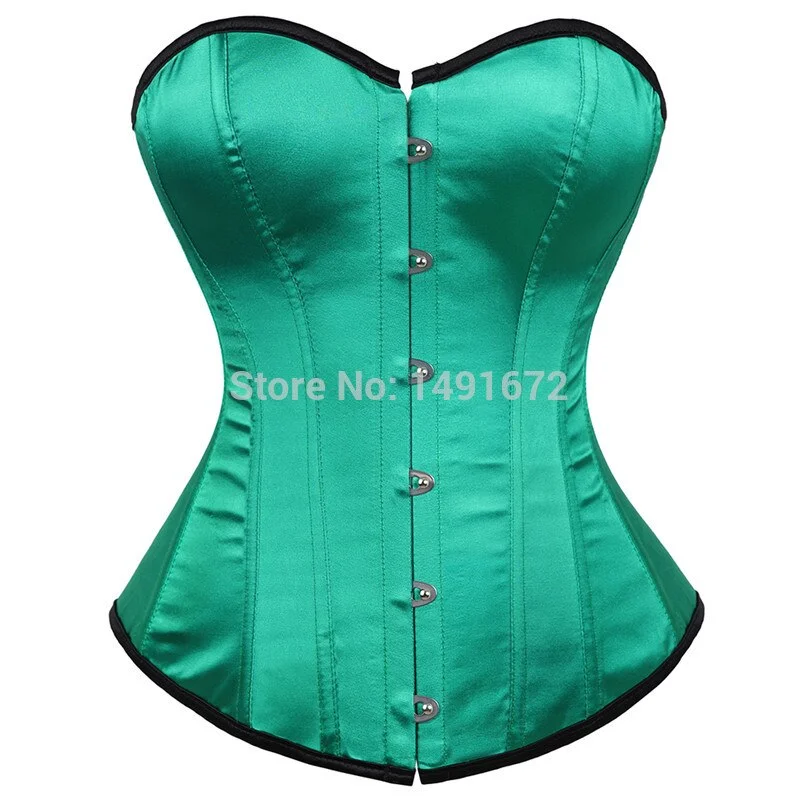 Billionm Corset Top Bustiers Overbust Satin Sexy Victorian Corsets Corselet Brocade Vintage Style Korsett for Women Plus Size Pink Green