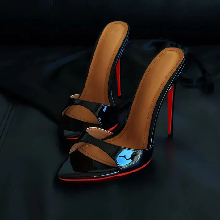 120mm Women's Sandals Pointed Toe Mules Heels Slip on Stilettos-vocosishoes