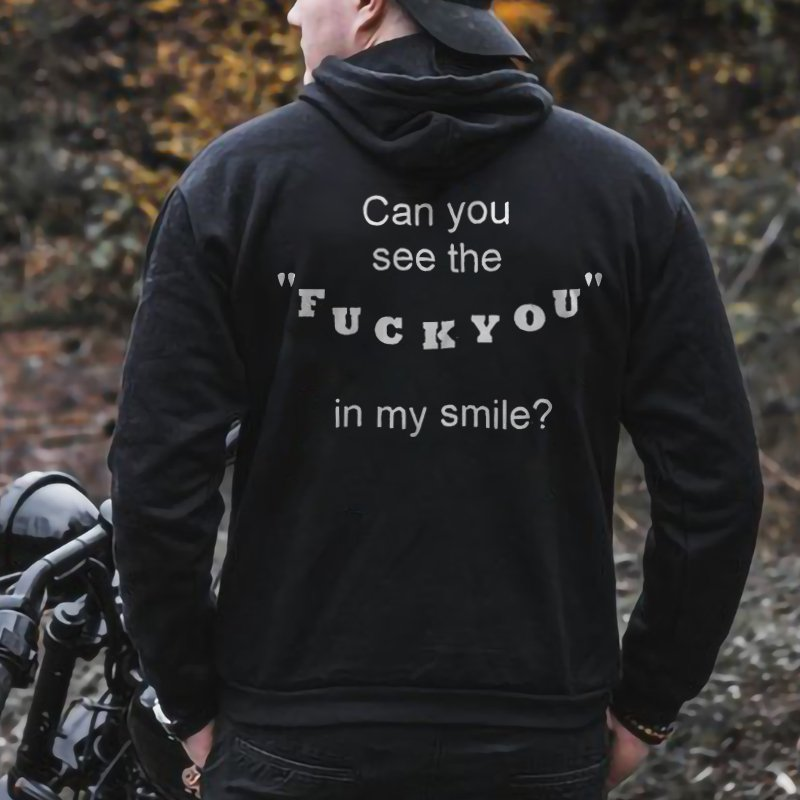 Can You See The "Fuckyou" In My Smile? Printed Men's Loose Casual Hoodie、、URBENIE