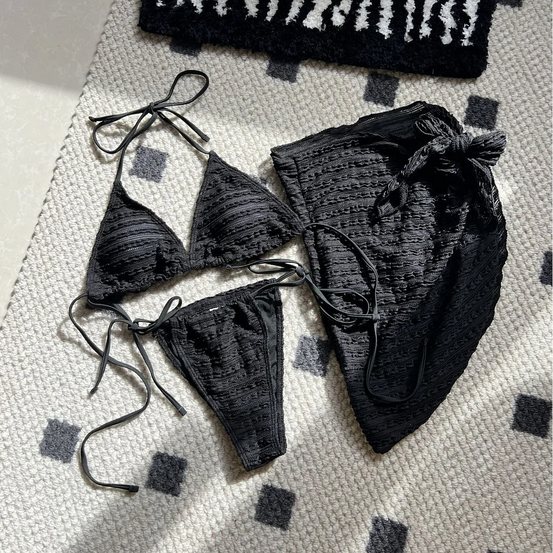 Uveng 2024 New Confectionery Series Special Cloth Swimsuit Bikini Three-Piece Bikini