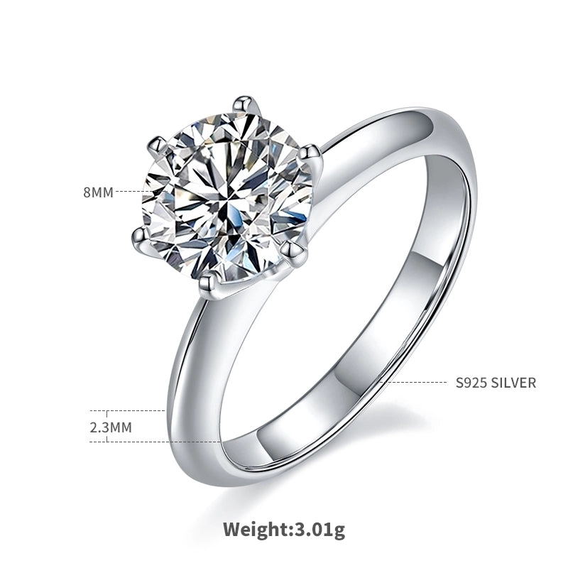 925 Sterling Silver Lab-grown Diamonds Moissanite Round Rings