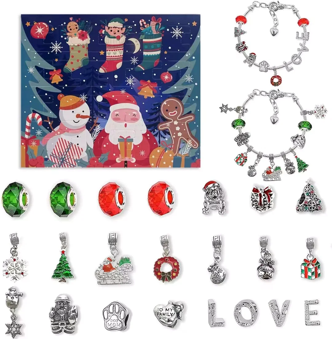 24 Days Countdown Calendar DIY Christmas Bracelets Set