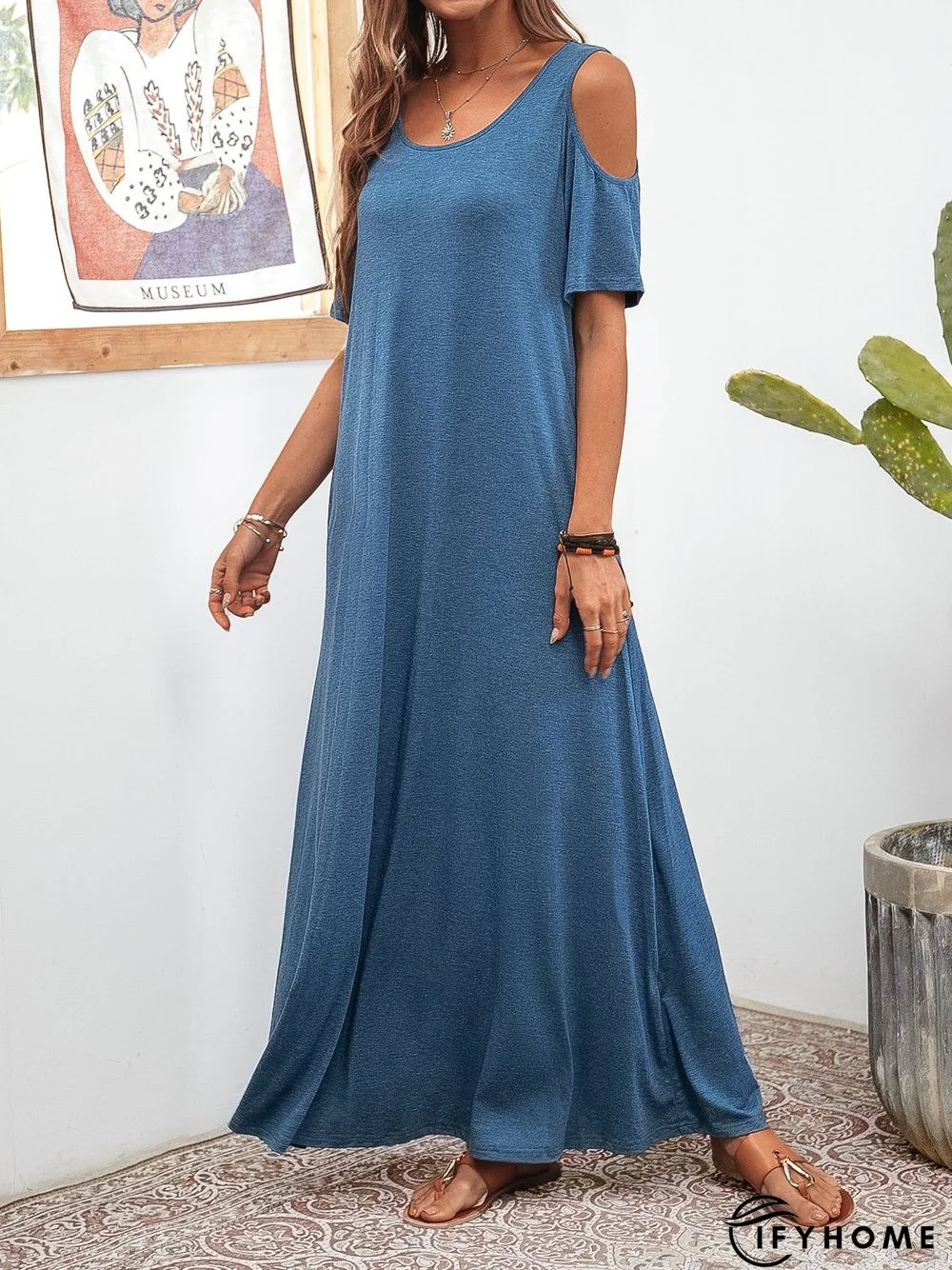 Holiday Shift Short Sleeve Crew Neck Knitting Dress | IFYHOME