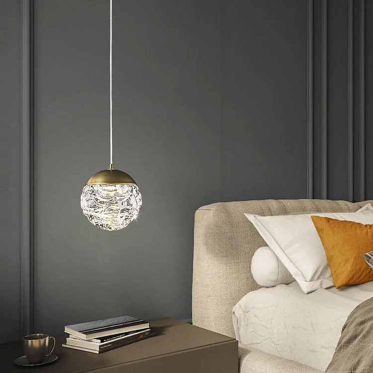 Brass Glass Ball LED Pendant Light Vjlight