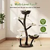 [US Local Warehouse] 59In Flower Shaped Cats Tree with Scratching Posts Unique Nest Jumping Platform Tower Dtachable Multi Level Pets Furniture for Large & Multi-Cat Homes