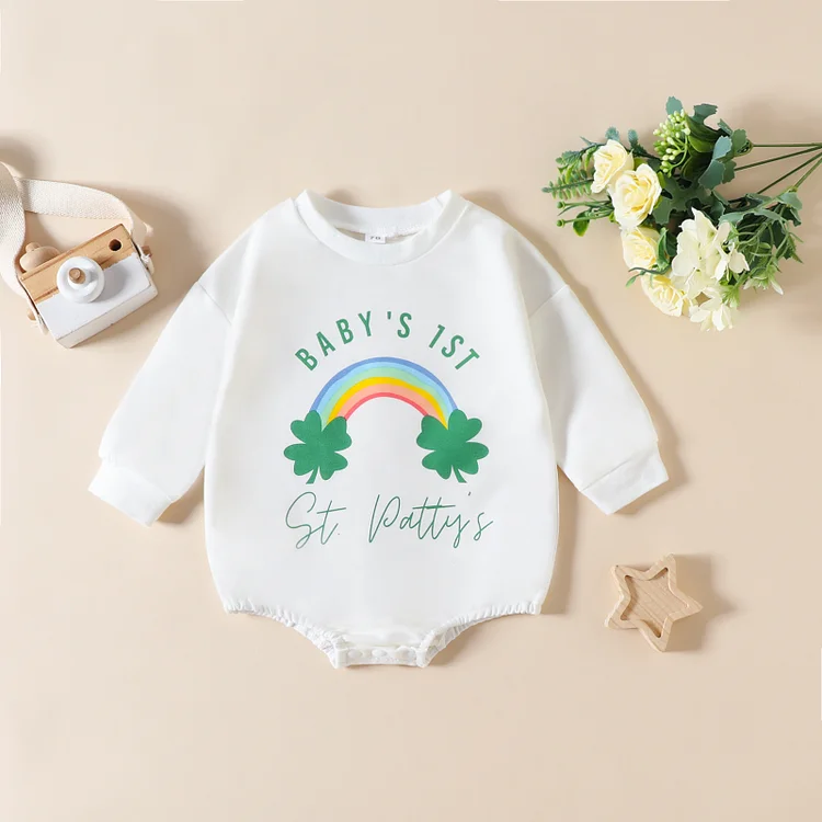 Baby Boy/Girl Rainbow and Letter Print Long Sleeve Bodysuit