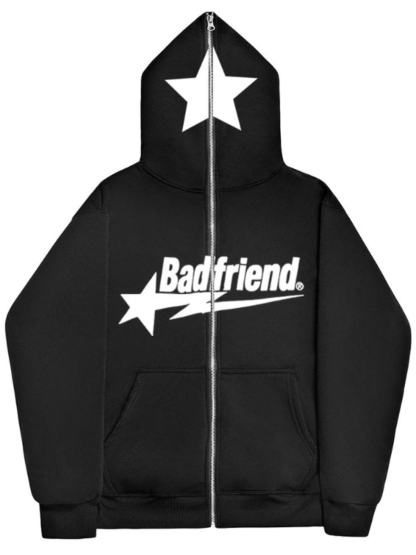 Gothic Star Badfriend Printed Oversized Hoodie