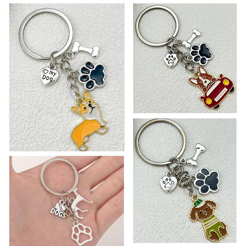 Casual Cute Minimalist Dog Alloy Enamel Keychain