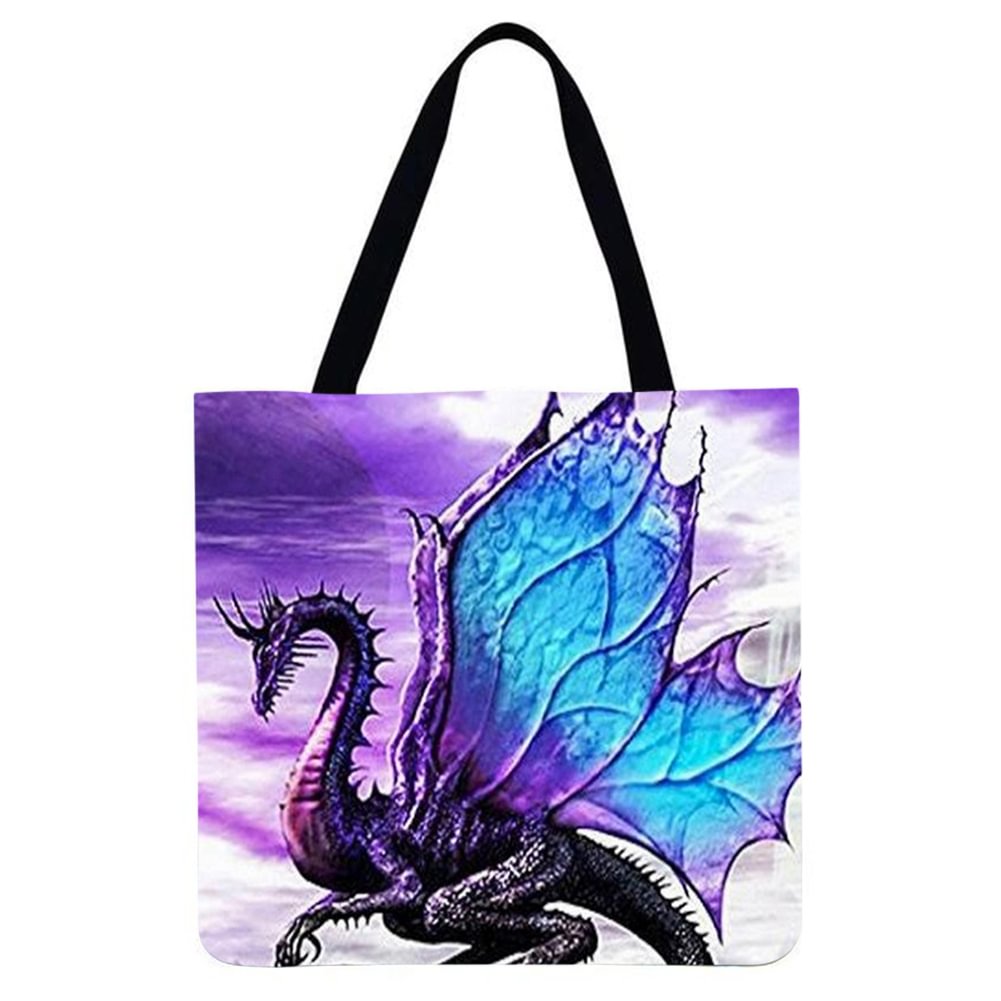 Linen Tote Bag-Little flying dragon