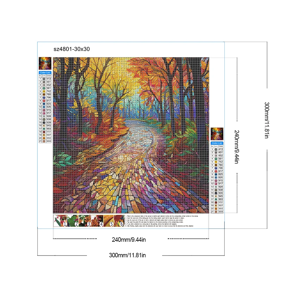 Diamond Painting - Full Round Drill - Stained Glass Maple Leaf Forest(Canvas|30*30cm)