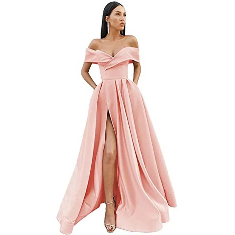 Brownm Brownm 2025 New Party Evening Dress Word Shoulder-Singing Noodles Long Overseas Warehouse Dress