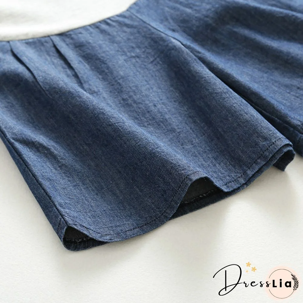 Maternity Pregnancy Women Pregnant Summer Denim Shorts Over Bump Pants Casual