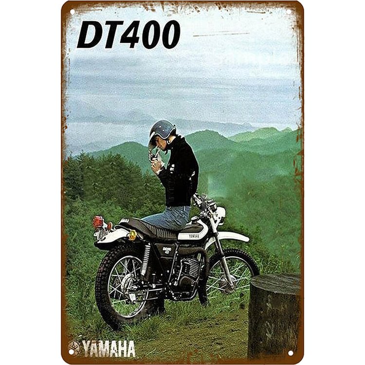 Moto Yamaha DT400 - Enseigne Vintage Métallique/Enseignes en bois - 20*30cm/30*40cm